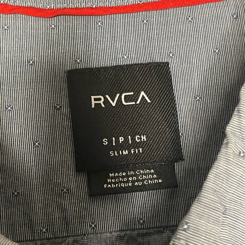 RVCA Men's Blue Button Down Slim Fit Shirt size Small - Picture 5 of 10